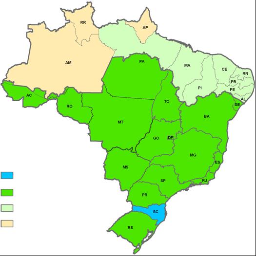 Projeto de ampliação da zona livre de febre aftosa com vacinação Composição (Nordeste e Pará) 8 Unidades da Federação 18,7 % do território nacional 21,5