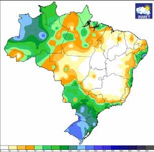 7.2. Análise climática de agosto Em agosto, as chuvas ficaram concentradas principalmente na Região Sul, onde os volumes ficaram entre 120 e 250 mm, e em São Paulo e Mato Grosso do Sul, com volumes