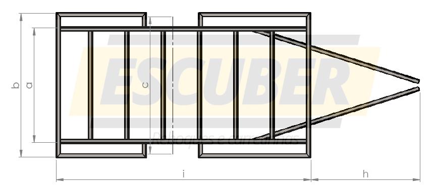 Chassis Trailer Tipo: Chassis TRL Modelo: Carga seca Material: AISI 1020 Perfil: UDC Solda: MIG PBT: 750 kg Sistema de freio: ACV-CF-1000 Eixo: B 700-5 Fabricante: Escuber Chassis PBT Código Escuber