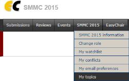 Primeiro Acesso Selecionando Tópicos Após a criação da conta no EasyChair, deve-se selecionar