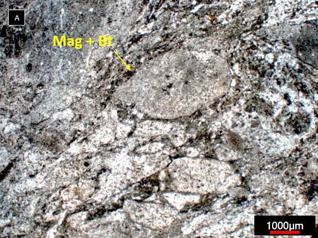 Figura 16 - Fotomicrografias de rocha metavulcanoclástica do alvo São Francisco obtidas com