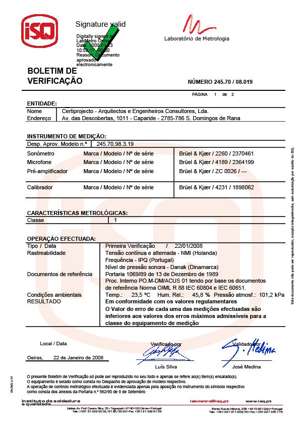 ANEXO: BOLETIM DE VERIFICAÇÃO METROLÓGICA DO