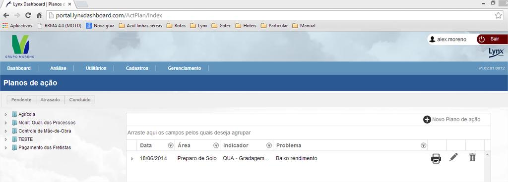 ANÁLISE Plano de Ação Permite criar planos de ação utilizando a metodologia Diagrama de Ishikawa ou Causa e Efeito.