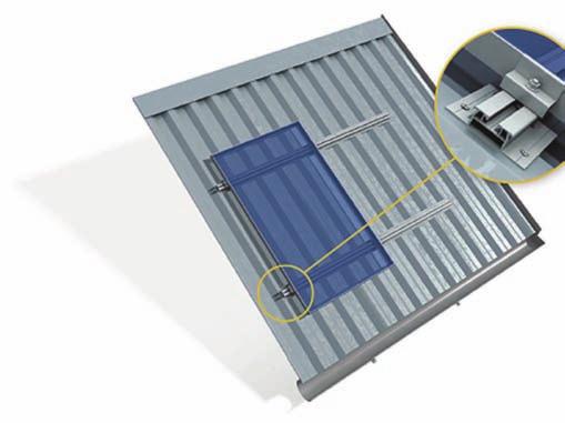Figura 10 Sistema de fixação em telhado de ferro, que pode ser galvanizado, zincado ou de alumínio.