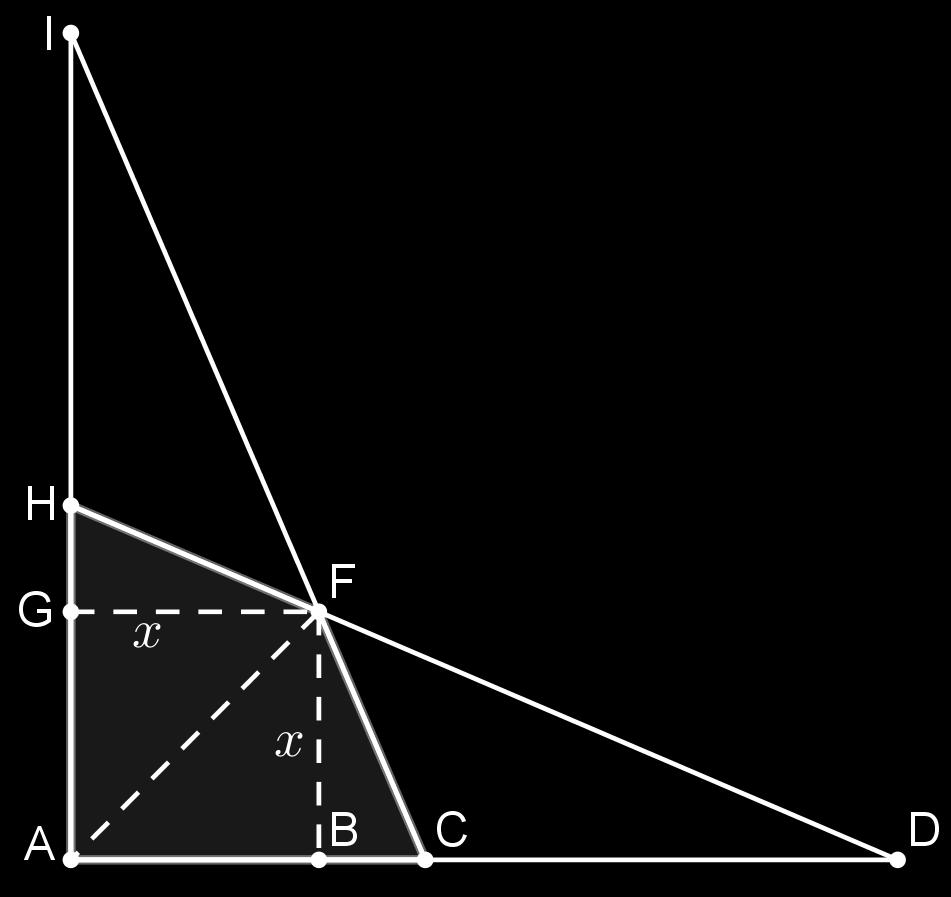 15. (Extraído da OBMEP - 2016) Sejam x o lado menor do retângulo ABEF, b o lado maior de ABEF e h a altura do triângulo
