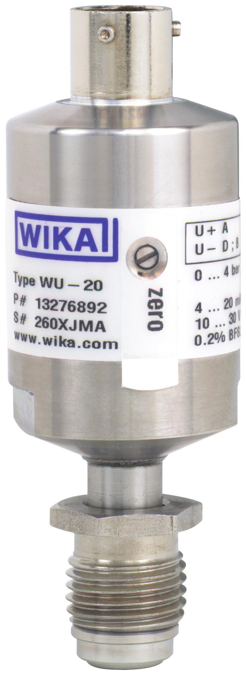 Tecnologia de calibração Transmissor de altíssima pureza Para áreas com proteção contra explosão, Ex na ic Modelos WU-20, WU-25 e WU-26 WIKA folha de dados PE 87.
