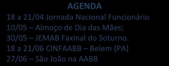 !! AGENDA 18 a 21/04 Jornada Nacional Funcionário 10/05