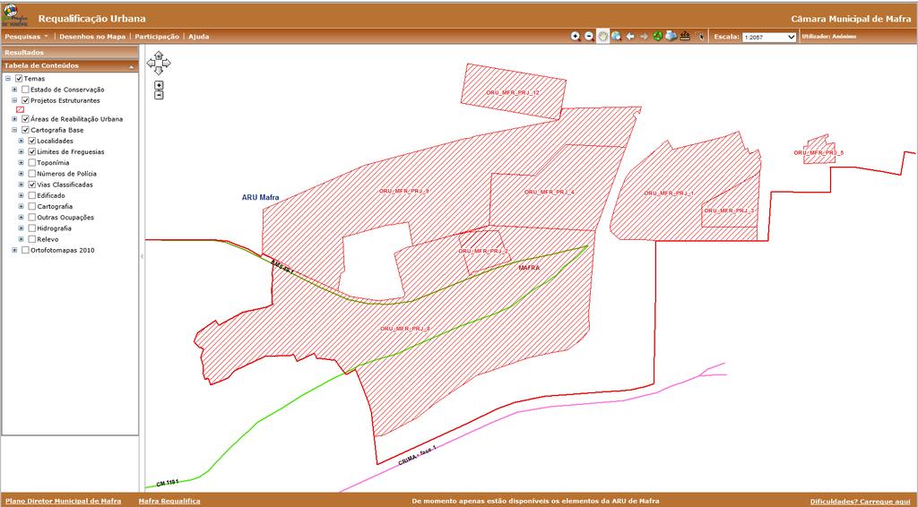 Figura 9 Portal geográfico da Câmara Municipal de Mafra, Reabilitação