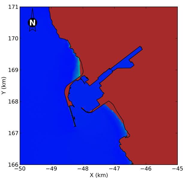 4 Análise comparativa da dinâmica sedimentar no Porto de Leixões 4.1 Hidrodinâmica A hidrodinâmica foi analisada com base nas simulações do modelo SCHISM-WWM, efetuadas para janeiro de 1991.