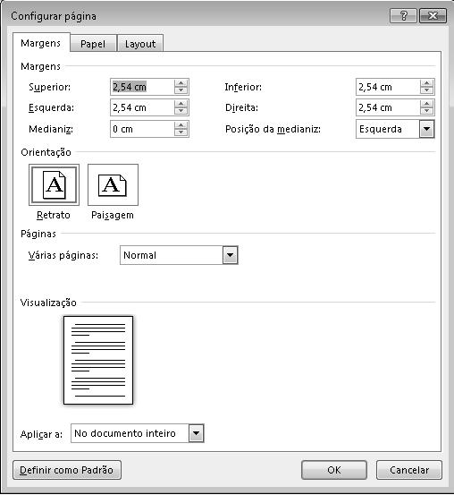 CONFIGURANDO PÁGINA Aprendemos a aumentar a distância entre margens e bordas do papel usando a régua. Agora, iremos aprender a fazer esses recursos e outros, através da barra de menu.