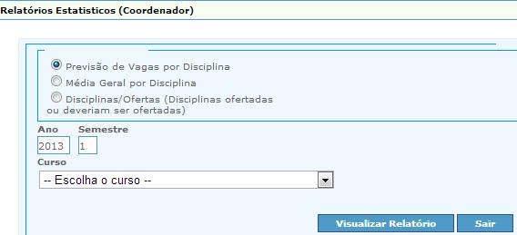 11.4 Relatórios Estatísticos (Coordenador) Figura 73: Relatórios Estatísticos (Coordenador).