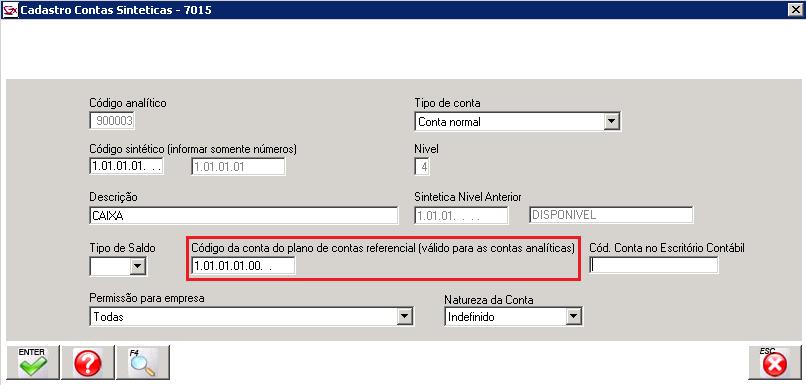 uma conta do Plano de Contas Referencial a uma conta do seu Plano de Contas deve-se