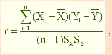 O coeficiente de correlação linear de Pearson é dado por: em que, X e Y são as médias
