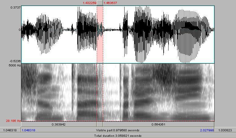 Espectrograma 3 Espectrograma da aproximante na palavra jantar. O som em questão encontra-se entre linhas verticais.