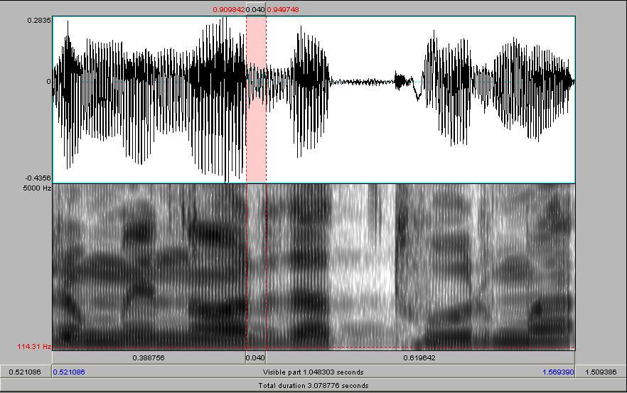 Espectrograma 1- Espectrograma do tap na palavra menor.