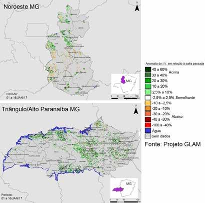 Gráfico 54 - Evolução temporal do desenvolvimento das lavouras - Centro Ocidental/RS Fonte: Projeto Glam.