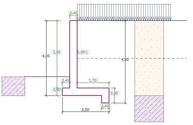 Janela Geometria (Alteração das dimensões do muro de flexão) Nota: O dente da base do muro é, normalmente, analisado como uma base de fundação inclinada.