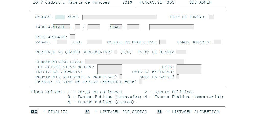 2.2 Função Menu 10-7 profissão regulamentada privativa de profissionais da saúde (Ex: Médicos, Assistentes Sociais, Técnicos de Enfermagem, etc) professor Para atender a este preenchimento, os campos