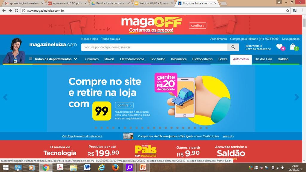 O cliente acessa o site do