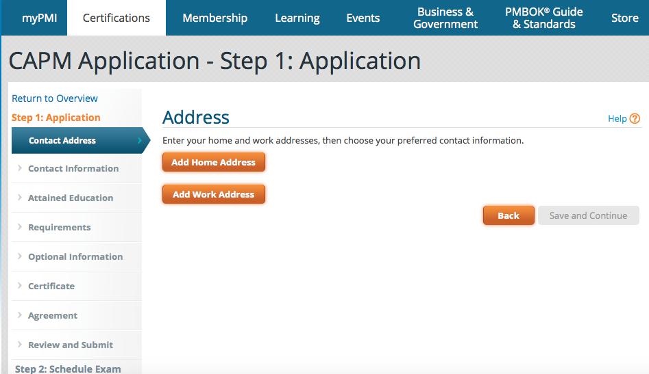 4º PASSO Informe o endereço no qual você quer receber correspondências do PMI, incluindo o seu certificado da credencial caso você seja aprovado no exame de certificação.