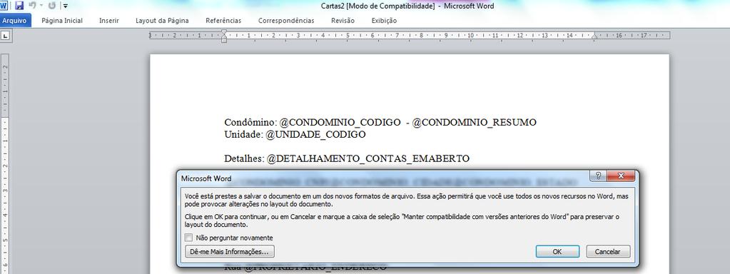 Mesclar > Editar Documentos Individuais > Ok.