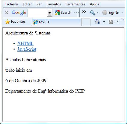 Estrutura / Apresentação A execução do código anterior resulta no