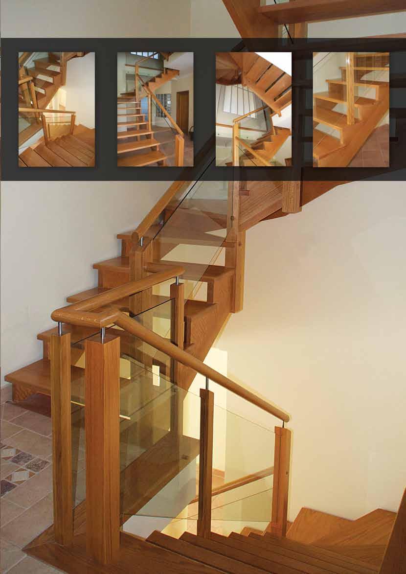 Dupla 19 Escada dupla, L e U, em madeira de carvalho.