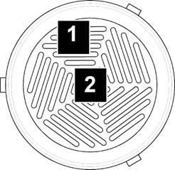 Cesto e rotativo internos fabricados em chapa - Difusor rotativo circular de pavimento, com placa frontal e cesto