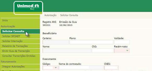 14 4) MÓDULO DE AUTORIZAÇÃO Este módulo possibilita que o usuário autorize o atendimento aos beneficiários da Unimed-Rio e Intercâmbio, permitindo autorização, por via eletrônica, de procedimentos