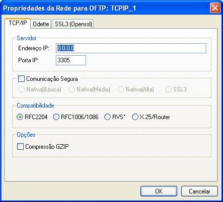 13. As seguintes opções de configuração para o protocolo OFTP TCP/IP podem ser selecionadas na guia TCP/IP, conforme mostra a figura abaixo: Nesta tela você irá preencher os campos com as informações
