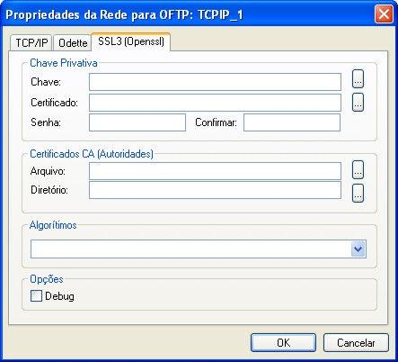 15. As seguintes opções de configuração para o protocolo OFTP TCP/IP podem ser selecionadas na guia SSL3, conforme mostra a figura abaixo: Nesta tela você irá preencher os campos com as informações