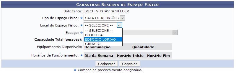 Os seguintes tipos de espaço estão disponíveis atualmente para seleção: Auditório: Espaços exclusivos para eventos com público numeroso; Esportivo: Quadras de esportes, academia, sala de yoga, etc.