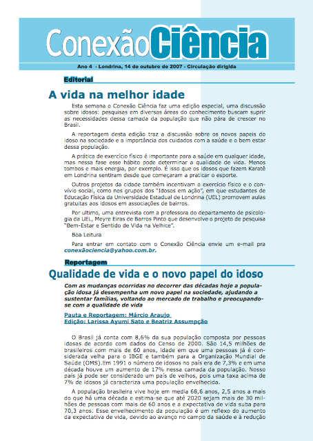 Figura 4 Layout da circulação dirigida em formato PDF Fonte: arquivo E mais recentemente, por meio das ondas da Rádio UEL FM (107,9 MHz).