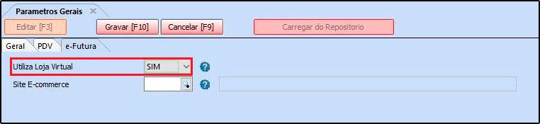 2º Passo Cadastro de Produtos Caminho: Cadastros > Estoque > Produtos > Aba: E-Futura No cadastro do produto é necessário que a aba