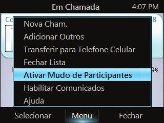 Se ajustar o alto-falante durante uma sessão de áudio, a configuração do volume é mantida para todas as chamadas subsequentes.