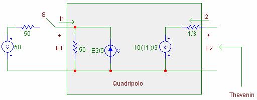 8. No circuito abaixo determine: a. Os parâmetros h do quadripólo b. Thevenin com S fechada Resposta: h50, h0, h0, h3 Rt0,5 Vt -,5 V 9.