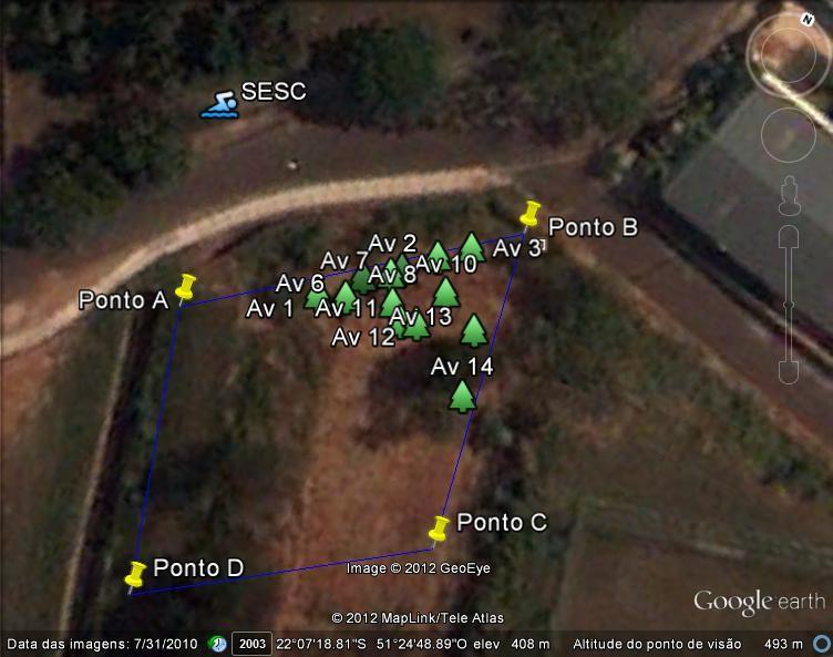 4.2 Amostra 2: Fonte: Google Earth. Foto de 2010 Avaliação da qualidade da mata ciliar: Para estrutura: 2 pontos; Para conectividade: 2 pontos; Para continuidade: 0 pontos.