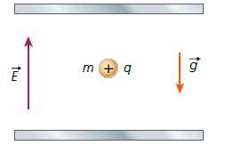 Todas as cargas situam-se em um mesmo meio. Considerando g = 10 m/s 2 e E = 5.000 N/C, julgue as proposições a seguir. 01) A partícula permanece em equilíbrio.