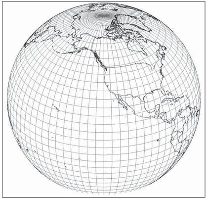 GEOGRAFIA 1 Observando-se a projeção cartográfica apresentada, conclui-se que: (A) o planeta Terra é uma esfera dividida somente por paralelos.