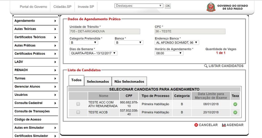 fl. 7 de 18 5. Marcar o Candidato ao Agendamento. 6.