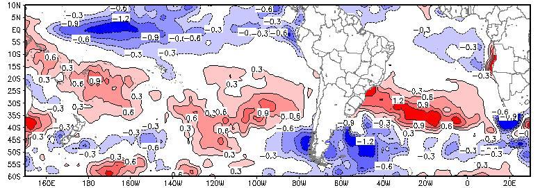 FIGURA 6. Anomalia da temperatura da superfície do Mar durante o bimestre janeirofevereiro: de 2001. FIGURA 7.