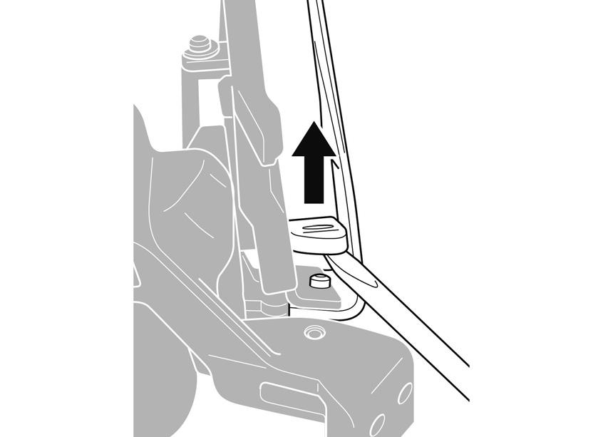 Insira uma pequena chave de fendas plana na abertura, como mostrado na figura.