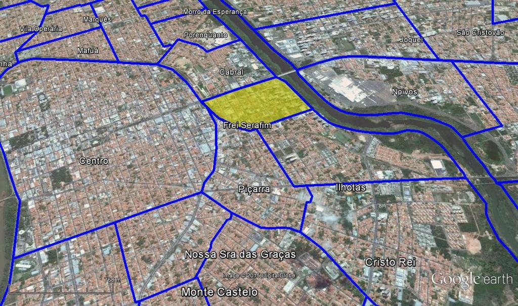 Figura 1: Vista aérea da área central e parte das zonas norte, sul, leste e sudeste da cidade de