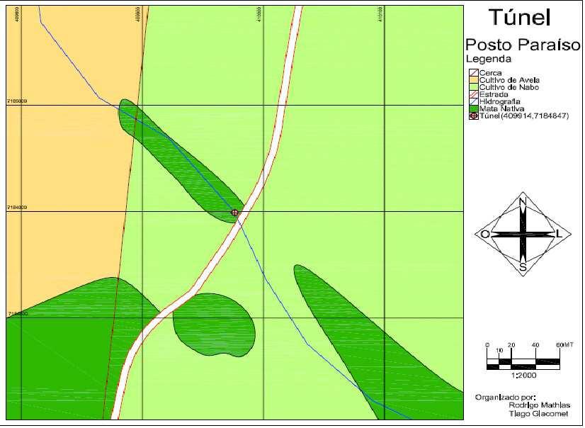 Figura 2; mapa do uso da terra ao entorno do Túnel do Posto Paraíso Conclusões: Duas culturas dominam o uso do solo na encosta.