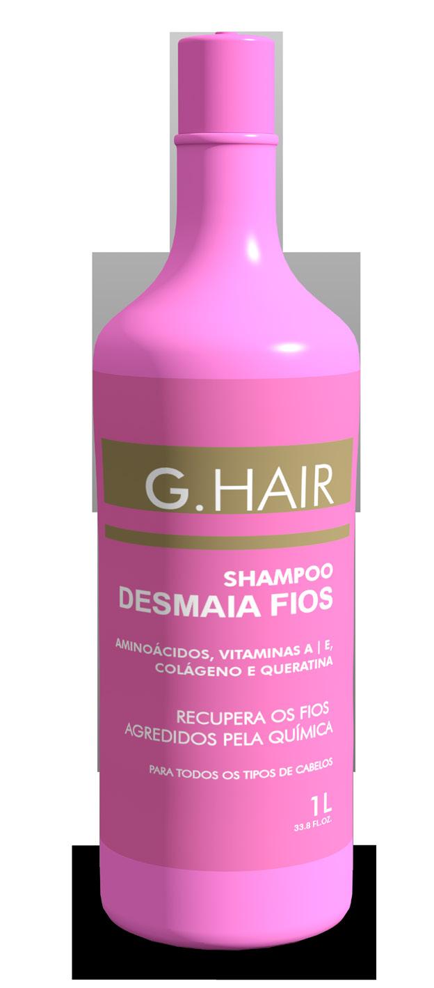 Desmaia Fios O Shampoo Desmaia Fios G. Hair é indicado para todos os tipos de cabelos, sem sal, com ph equilibrado, proporcionando uma limpeza suave sem agredir os fios.