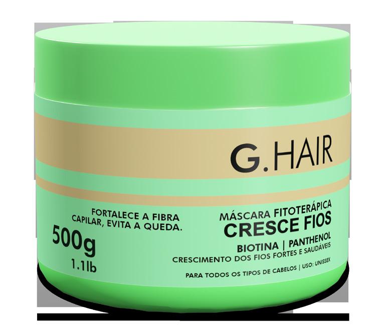 Cresce Fios A linha Cresce Fios da G.Hair hidrata o cabelo e fortalece os fios, proporcionando um crescimento saudável e auxiliando no combate à queda.