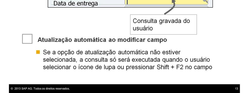 Ao selecionar a opção de utilizar uma consulta como valores definidos pelo usuário, você pode decidir se deseja que a consulta seja executada automaticamente sem o envolvimento do usuário.