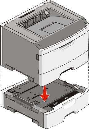 Configuração adicional da impressora 23 6 Alinhe a impressora com a gaveta e abaixe a impressora. Conexão de cabos 1 O computador e a impressora estão conectados à mesma rede.
