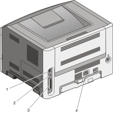 Configuração adicional da impressora 24 1 Porta Ethernet Nota: A porta Ethernet é um recurso disponível apenas em modelos de rede.