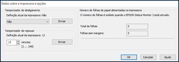 Alteração das configurações de repouso e desligamento do temporizador - Windows Você pode usar o software da impressora para alterar o período de tempo antes da impressora entrar em repouso ou